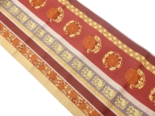 JAPANESE NAGOYA OBI / CHIKUZEN HAKATA / WOVEN STRIPE